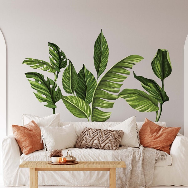 headboard wall decal, housewarming gift, large wall decal, palm tree wall decal, tropical wall decal, palm leaves, palm tree decal