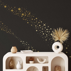 Paillettes et étoiles, stickers étoiles pour chambre d'enfant, stickers muraux étoiles, décoration de chambre d'enfants, art mural pour chambre d'enfant, sticker mural étoiles dorées, sticker mural moderne