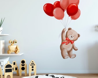 gift for her, gift newborn, boho decor, nursery decor, baby shower gift, wall decals, ballon wall art, nursery teddy bear, teddy bear decor