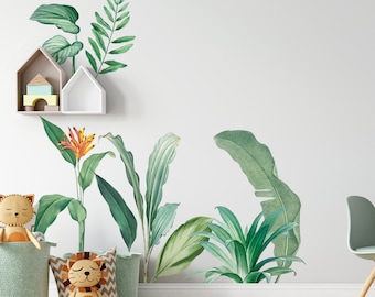 Tropisches Blatt Wandtattoo - Palme entfernbarer Aufkleber, Sommer Dekor