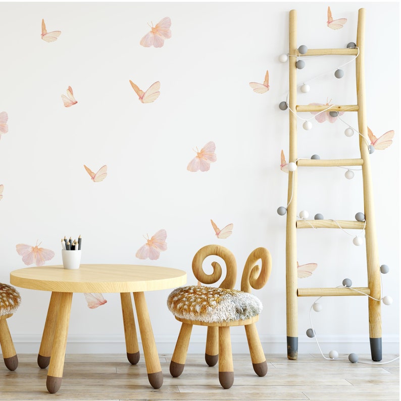 Butterfly decals for kids room, watercolor decal, watercolor butterfly decal, wall decal nursery, art deco wall art, baby girl nursery image 2
