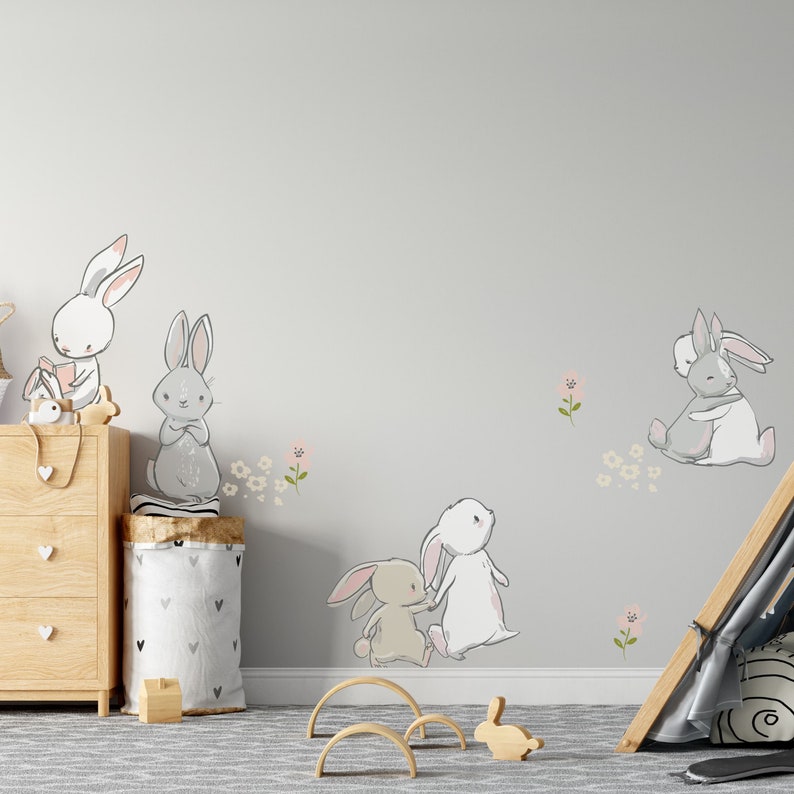 Easter Bunnies Bunny Rabbits Wall Decals Set Bunnies Decal Etsy