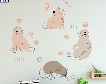 Dog Wall Decals - Nursery Decor, Watercolor Puppy Peel and Stick Art, Dog Lover Gift,