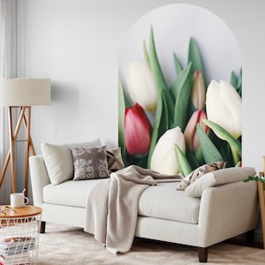 Tulips Wall Decals - Arch Wall Stickers, Boho Nursery Decor, Geometric Wall Art, Unique Birthday Gift For Best Friend, New Home Gift For Her