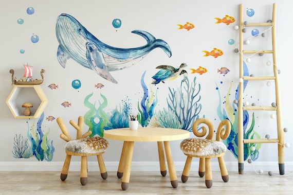 ZocKz Cute Dolphin Wallpaper, Undersea Scenery 3D Large Wall