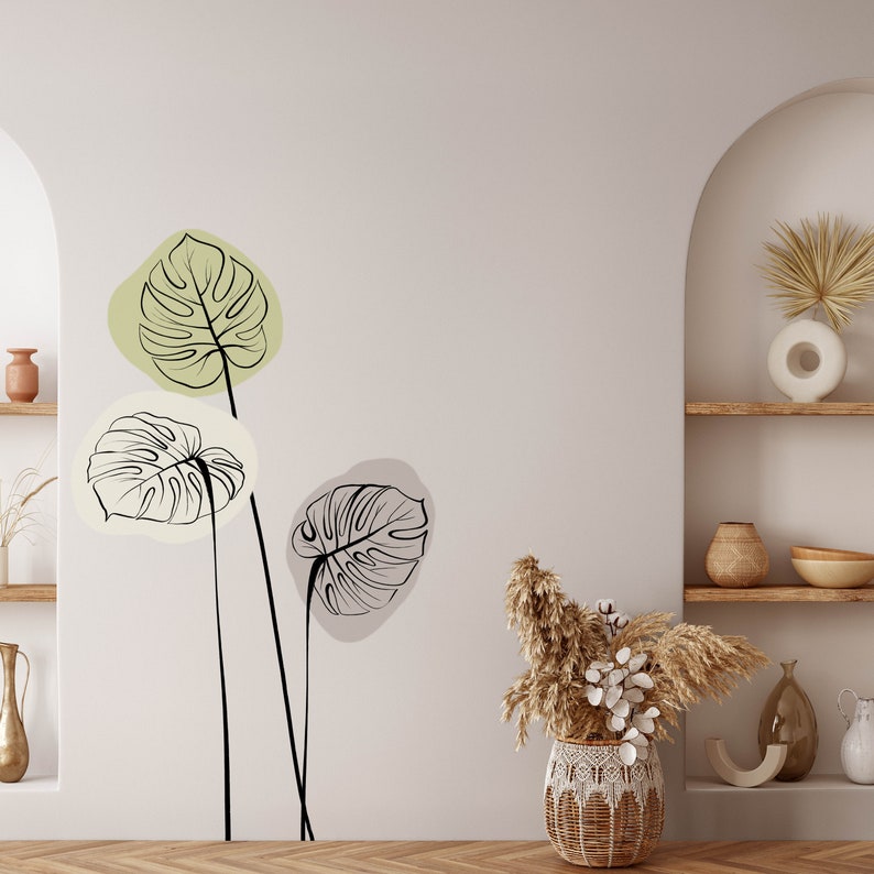 Monstera Wall Decal Monstera Leaf Decal Floral Decal Flower Etsy