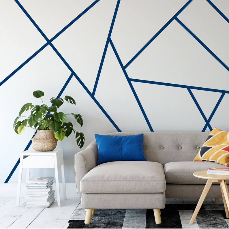 Geometric Wall Decal Geometric Line Wall Sticker Peel and Etsy