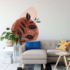 Large Boho Floral Wall Decal, Removable Bohemian Decor