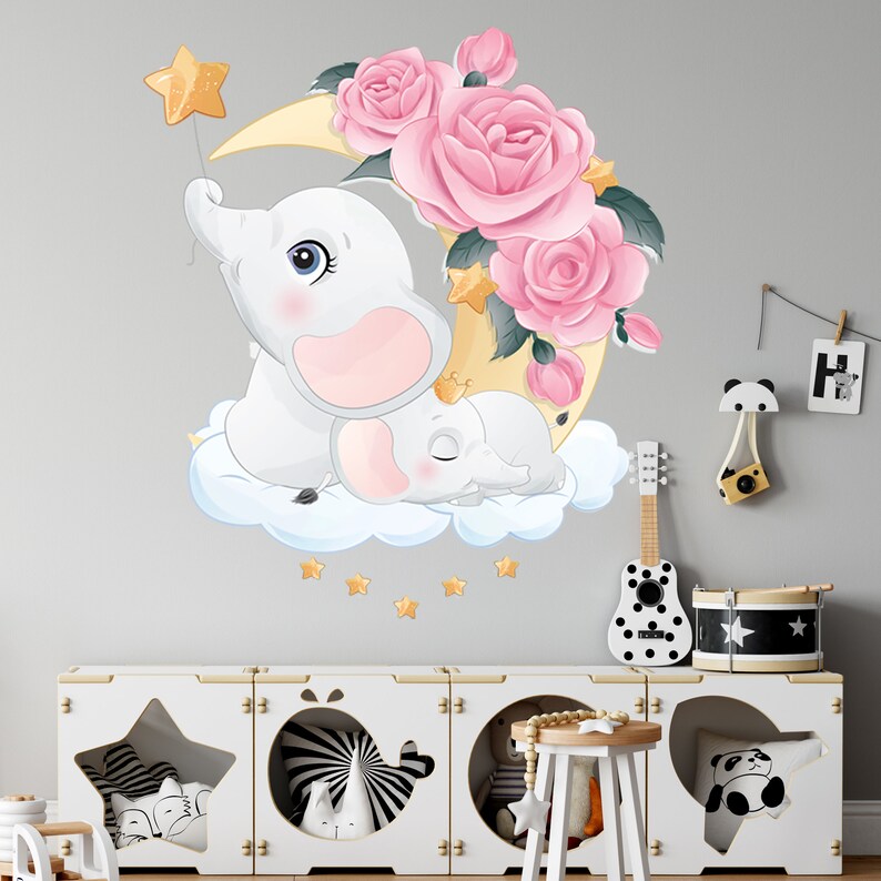Elephant Wall Decal Elephant Nursery Art Elephant Balloon Etsy
