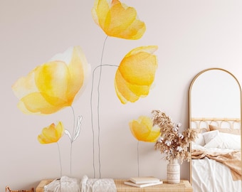 Poppy Flower Wall Decal – Removable Boho Nursery Decor