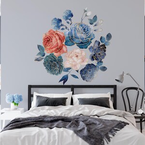 Boho Flowers Wall Decals - Nursery Flowers Wall Stickers, Girl Room Decor, Kids Room Wall Art, Scandinavian Home Decor, Peel and Stick