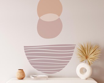 Boho Geometric Wall Decal – Neutral Tones, Removable Mural