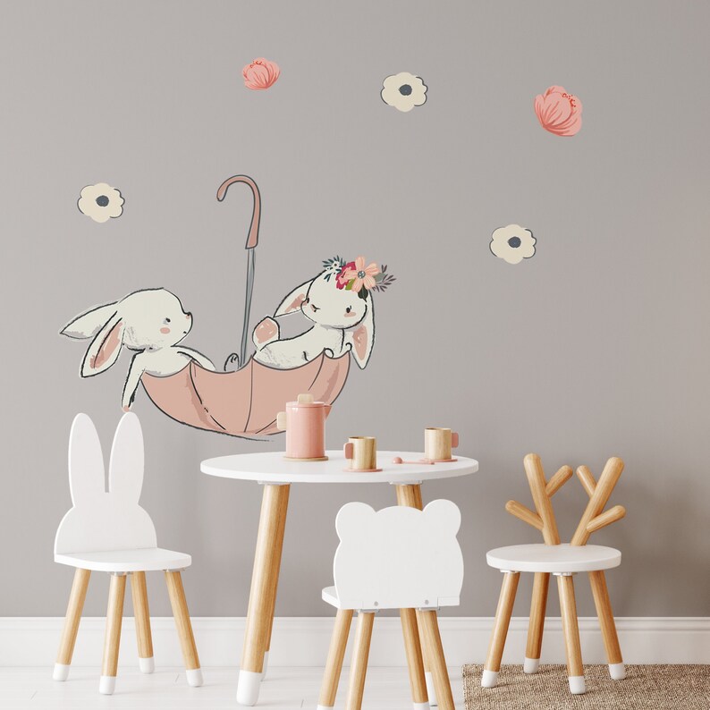 Bunny Wall Decal Rabbit Wall Sticker Bunny Wall Sticker - Etsy