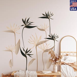 Tropical Wall Decal Boho Leaves Wall Sticker - Removable Peel and Stick Decals, Flower Wall decals for Nursery Decor, housewarming gift idea