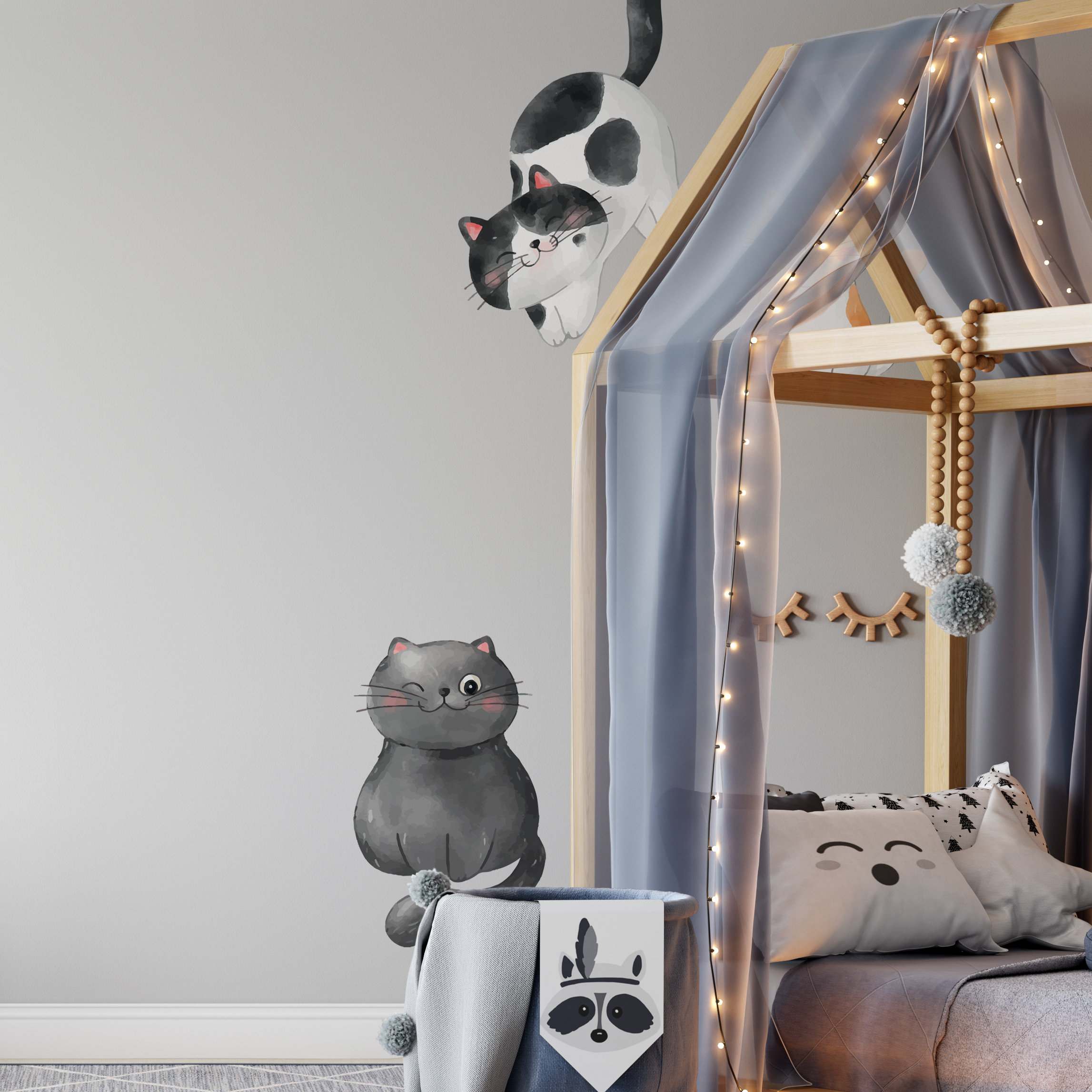 OOTSR Adesivi Murali Gatto Bambini, Adesivi da Parete Carino Per Bambini, Adesivo Murale Sticker Muro per Cameretta Asilo Nido Camera da Letto