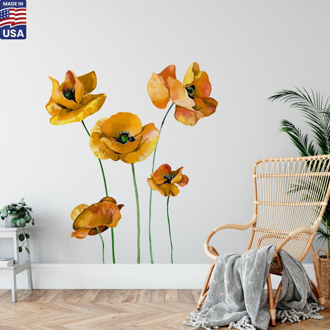 Boho Poppies Wall Decal - Removable Nursery Floral Decor - Etsy