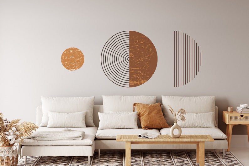 Abstract wall decal, boho style sticker, boho wall sticker, circle wall decal, geometric wall decal, large wall decal, modern art wall decal image 3