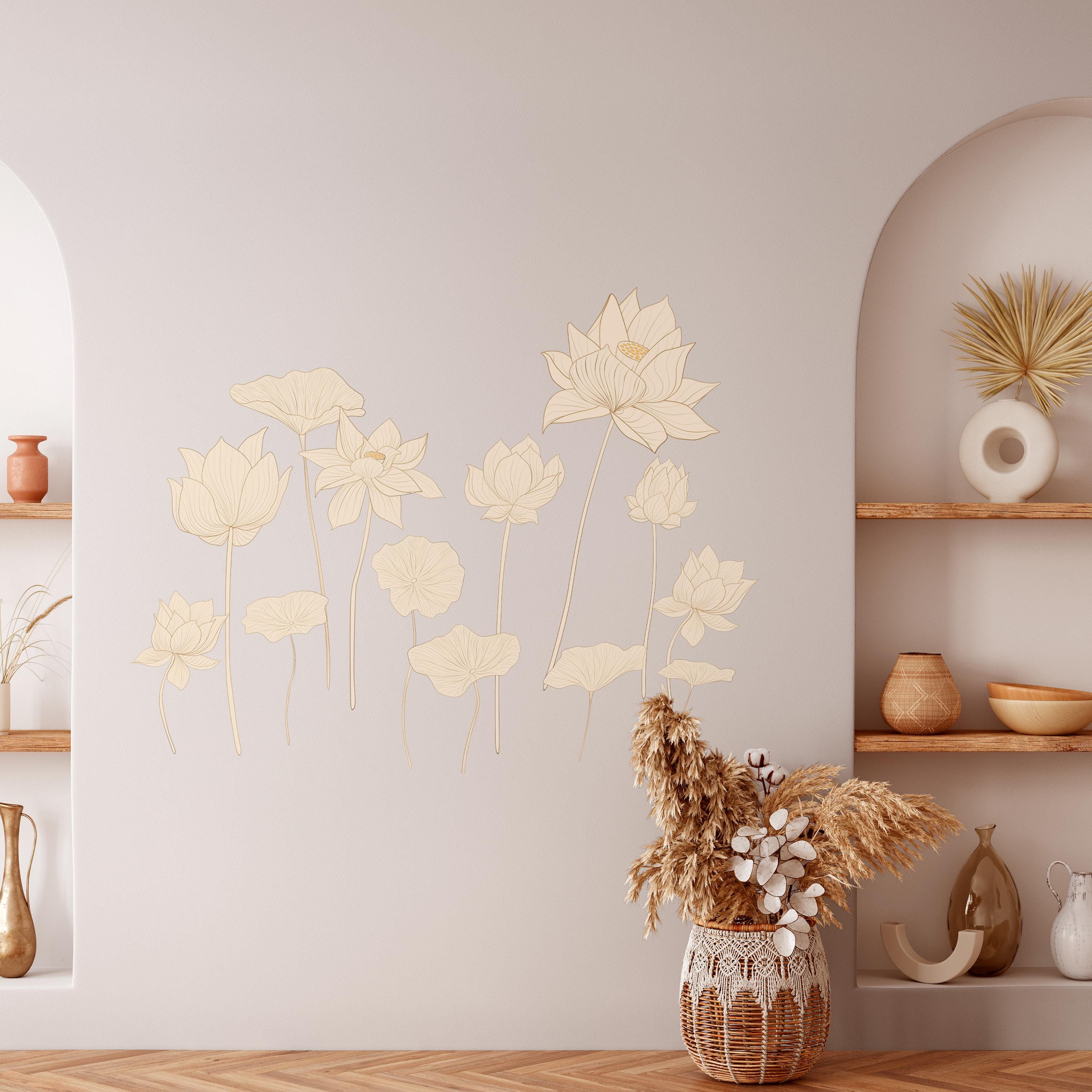 Boho Lotus Flower Wall Decals - Removable Vinyl Decal Set - Etsy
