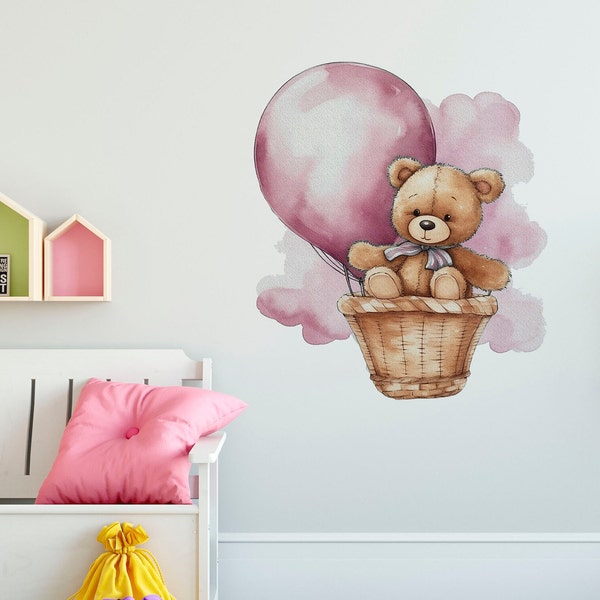 teddy bear decal, ballerina wall, cute bear decal, large decals, wall decor, nursery decor