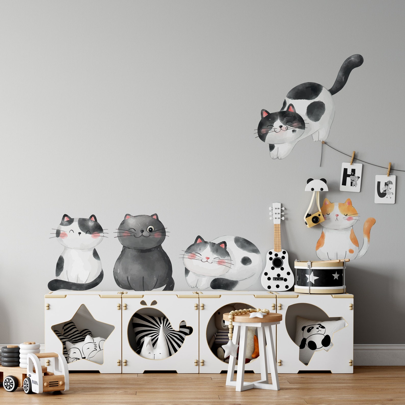 Cute Cat Wall Decal Cat Decal for Nursery Kids Room Decal Etsy