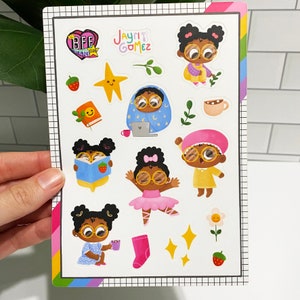 Jayri Gomez + The BFF Sticker Club: Yellow Glasses Cutie Sticker Sheet #1 | Cute Sticker - Planner - Sticker Sheet - Art Stickers - Happy