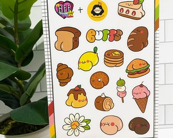 Butt-Shaped Food Stickers: Planner and Art Decals STICKER SHEET