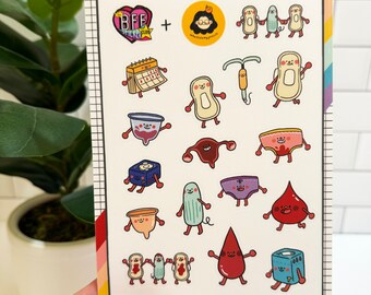 Who Stole My Pencils + The BFF Sticker Club: Period STICKER SHEET, Planer Sticker, Menstruation