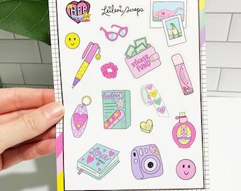 Pink Necessities Sticker Sheet: 90s Style Planner Stickers STICKER SHEET