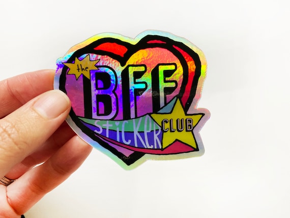 Holografische BFF Sticker Club Logo Vinyl Sticker Leuke sticker Holografische sticker 80s Stiker Nostalgisch Art Stickers 90s 80s