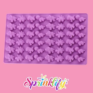 Molde de doces de dinossauro SPRINKLIFY, molde de silicone com 48 cavidades, molde de ursinho de goma, molde de resina, molde de chocolate, molde de comida, molde para sabonete