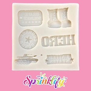 SPRINKLIFY Military Variety Mold, Boots Mold, Tank Mold, Chocolate Mold, Fondant Mold, Cake Decoration, United States Veteran Mold