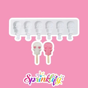 SKULL POPSICLE MOLD, 6 Cavity Cakesicle Mold, Silicone Ice Cream Mold, Diy Baking Supplies, Unique Halloween Molds, Fast Shipping Sprinklify