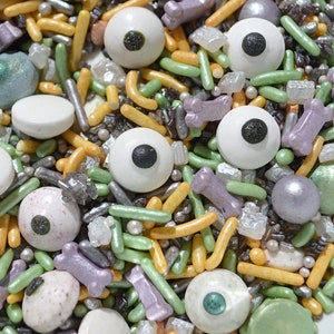 GRAVEYARD SMASH SPRINKLES - Naturally Colored Collection - Cupcake Decoration, Halloween Cake Supplies, Edible Sprinkles, Eye Ball Sprinkles