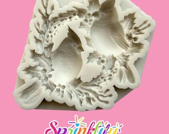 SPRINKLIFY Rote Kardinäle Form, Vogelpaar auf einem Ast sitzend, Urlaub Backen, Fondantform, Cupcake dekorieren, sehr detailliert