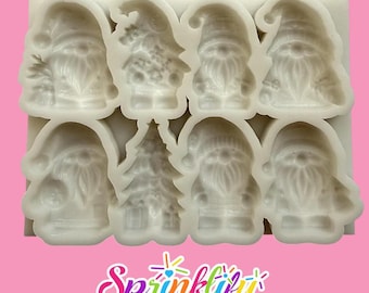 SPRINKLIFY Christmas Santa / Gnomes Mold, Winter Mold, Holiday Cake Decoration, Fondant Mold, Silicone Clay Mold, Christmas Tree Mold