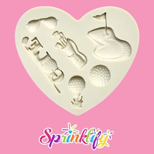 SPRINKLIFY Golf Variety Mold, Silicone Fondant Mold, Cupcake Decorating, Golfer Theme Resin Mold, Golf Ball, Sunglasses Chocolate Mold