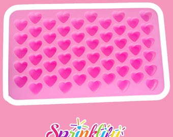 Molde de mini corazones SPRINKLIFY: molde de silicona para jabón, molde con 55 corazones, molde para bombones, molde de corazones pequeños, arcilla polimérica, molde para hielo