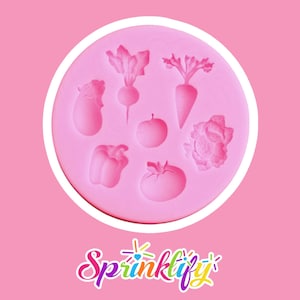 SPRINKLIFY Vegetables Mold - Carrot, Radish, Pepper, Tomato, Cabbage - Silicone Fondant Mold, Chocolate Mold, Cupcake Decorating Tools