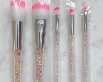 DUSTING BRUSH SET (5 pcs), Cake Decoration Supplies, Baking Tools, Brushes for Edible Glitter, Luster Dust, Dust Powder, Purple Powder Brush