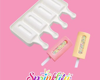 SPRINKLIFY Popsicle Mold (4 Cavity), Cakesicle Mold, Ice Cream Mold, Dessert Mold, High Quality Silicone Mold, Candy Mold, Baking Supplies