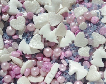 MAGICAL TOUCH SPRINKLES - Naturally Colored Collection - Cupcake Decoration, Unicorn Birthday Cake Supplies, Pink & Purple Edible Sprinkles