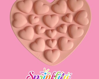 Molde de silicona para jabón con forma de corazón de SPRINKLIFY, con 18 mini corazones, para chocolate y dulces, ideal para decorar tartas de San Valentín.