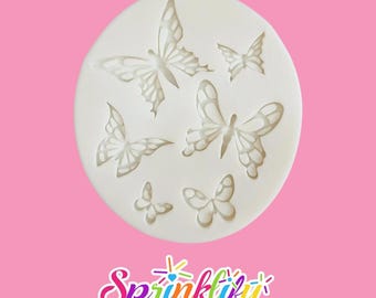 SPRINKLIFY Butterflies Variety Mold, Fondant Mold, Summer Cake Decoration, Mothers Day Cake, 6 Cavity Chocolate Mold, Pretty Butterly Mold