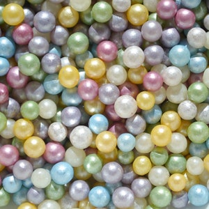 Regenbogen Perlen SPRINKLE MIX - Natürlich farbige Kollektion - Niedliche Cupcake Dekorationen, Geburtstagskuchen Zubehör, bunte essbare Streusel