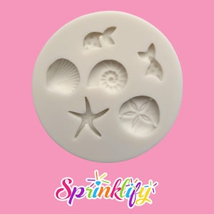 SPRINKLIFY Mermaid, Starfish & Sea Shells Mold, Beach Themed Mold, Under the Sea Mold, Mini Chocolate Mold, Resin Mold, Polymer Clay Mold