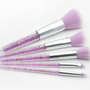 DUSTING BRUSH SET (5 pcs), Cake Decoration Supplies, Baking Tools, Brushes for Edible Glitter, Luster Dust, Dust Powder, Purple Powder Brush