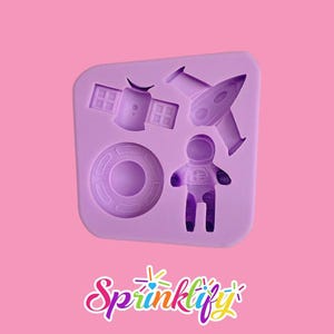 SPRINKLIFY Astronaut Variety Mold, Rocket Mold, Silicone Chocolate Mold, Cake Decoration, Fondant Mold, Resin Mold, Clay Mold, Soap Embeds