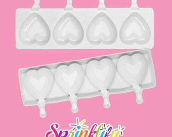 SPRINKLIFY Heart Cakesicle Mold, Popsicle Mold, Baking Mold, Dessert Mold, High Quality Silicone Mold, Candy Mold, Holiday Baking Supplies