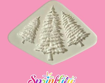 SPRINKLIFY Christmas Trees Mold, Fondant Mold, Winter Holiday Chocolate Mold, Cupcake Decoration, Mold for Treats, Pine Trees Mold, Woodland