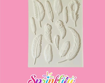 SPRINKLIFY Feather Variety Mold, Fondant Mold, Chocolate Mold, Bird Theme Cake Decoration, Resin Mold, Clay Mold, Soap Embeds Mold